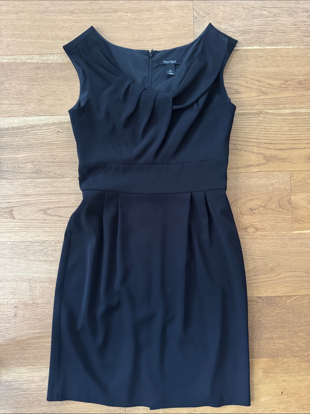 White House Black Market Black Pleated Waist Sheath Dress